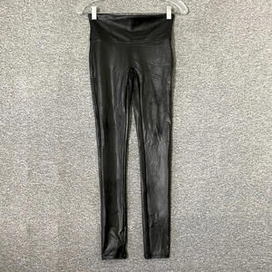 Spanx Women's Size Small Black High Waisted Faux Leather Leggings